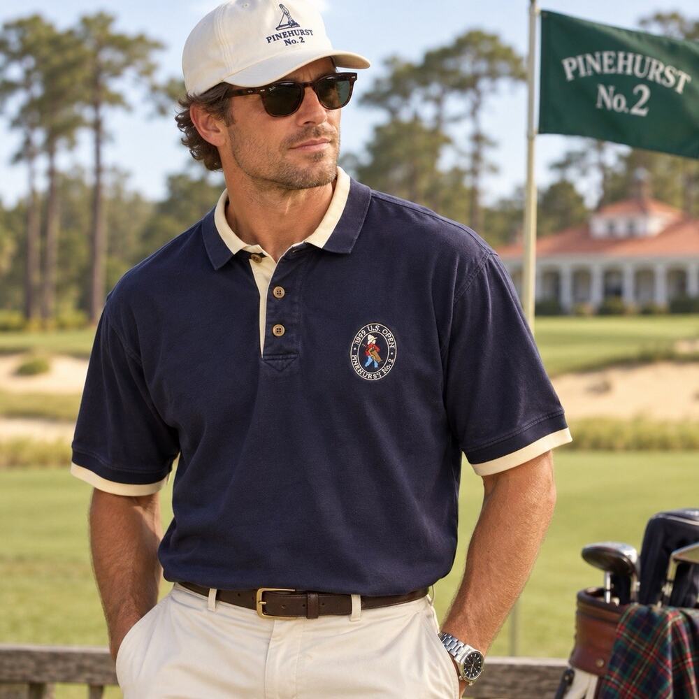 Vintage 1999 US Open Pinehurst No 2 Cutter & Buck Y2k Golf Mens Polo Shirt XL